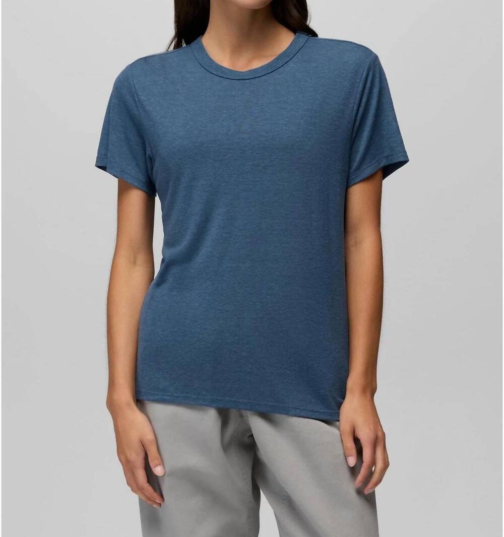 NEW PRANA cozy up short sleeve crewneck tee in bluff blue